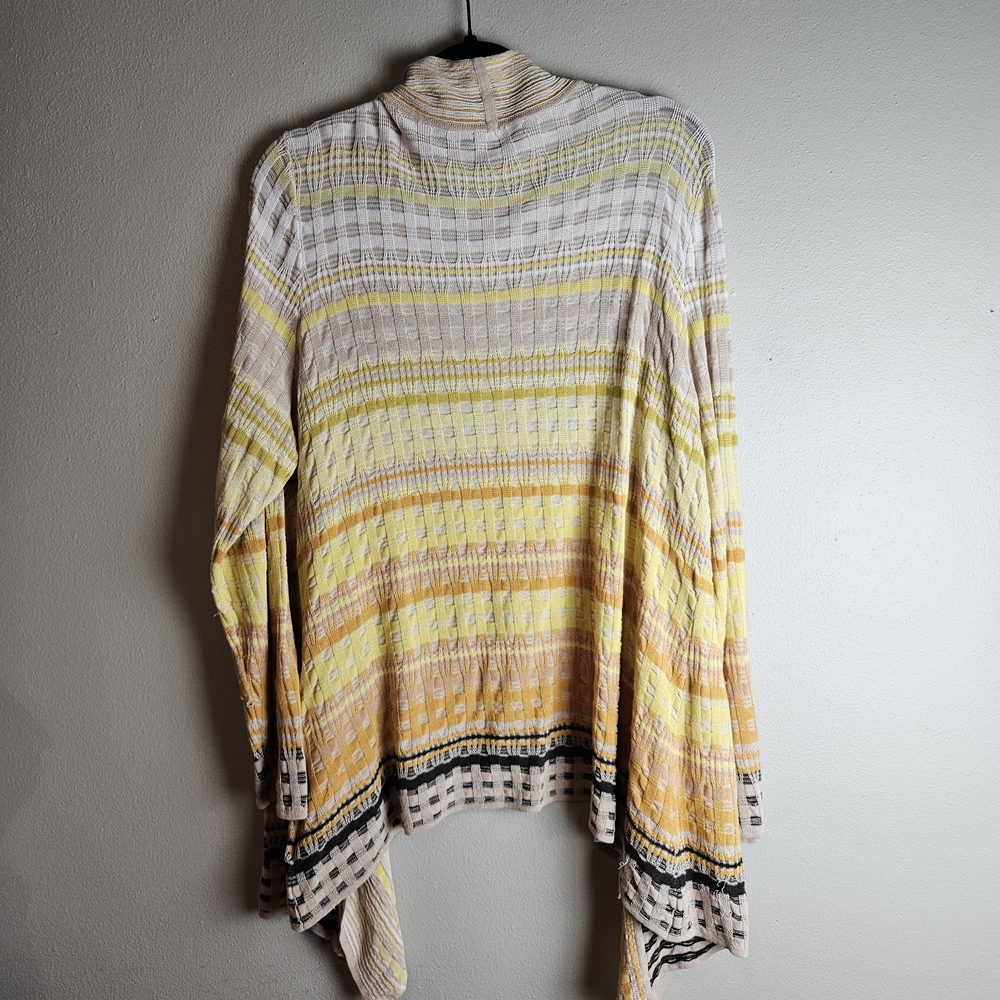 NIC+ZOE Striped Open-Front Cardigan in Yellow, Cream & Black Accents - Picture 3 of 3